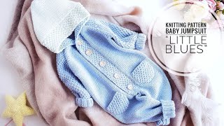 KNITTING PATTERN Baby JumpsuitOnesie quotLittle Bluesquot  4 sizes review [upl. by Yolanda954]