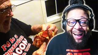 Angry Grandpa  The Little Caesars Bacon Wrapped Pizza  Reaction [upl. by Abeu]