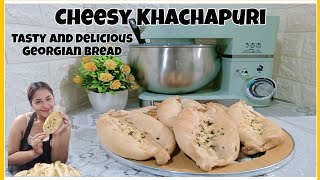 How to make Cheesy Khachapuri  Tasty and Delicious Georgian Bread  Easy Recipe [upl. by Hoeg]