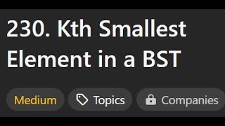 230 Kth Smallest Element in a BST C solution عربى [upl. by Fagin]