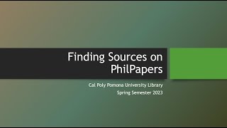 PhilPapers Tutorial [upl. by Siegfried158]