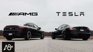 060 MPH  Tesla Model S Plaid vs MerecedesAMG EQS [upl. by Rramed]