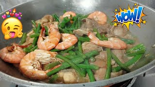 string beans recipe with livergizardandshrimpate Neng vlog [upl. by Novyak615]