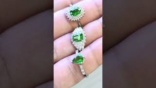 Natural Tsavorite amp Diamonds 18k White Gold Rings whatsapp 94775745239 [upl. by Berlauda]