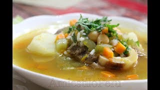 CALDO DE RES con garbanzos arroz [upl. by Nyvek]