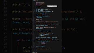 Guess the Number Game Code in C Language In VS Codecodequestcoding clanguage ytshorts [upl. by Novyaj]