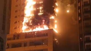 Massive fire accident reported at Sharjah tower Residents Evacuated Immediately  Njan Oru Malayali [upl. by Arta]