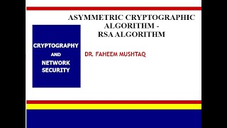 ASYMMETRIC CRYPTOGRAPHIC ALGORITHM  RSA Algorithm  Public Key Algorithm [upl. by Derwood]