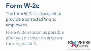 Efile a W2c Correction Form with ExpressIRSForms [upl. by Hefter]