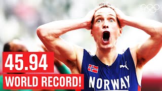 Warholm smashes WORLD RECORD  Full Mens 400m Hurdles Final  Tokyo Replays [upl. by Gazzo]