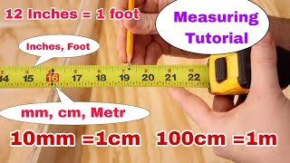 How to use Measuring tape  Full Tutorial for meter tape in mm cm inches and foot much in inches [upl. by Eniamor410]