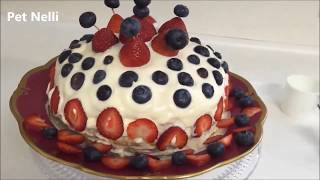 Blueberry strawberry and banana cake BSB cake Fruit cake [upl. by Brasca]