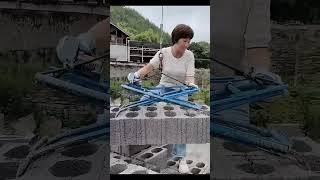 Satisfying Process Of Simple Clamp Tool Holding And Loading Porous Concrete Bricks [upl. by Enyamrahs]