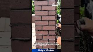 Filling joints in courtyard wall columns  The workers do their job perfectly  machine shorts [upl. by Blakely288]