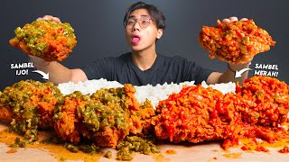 SUMPAH NAGIH MUKBANG AYAM GEPREK SAMBEL RAWIT MERAH DAN IJO PEDESNYA NGACO🥵 [upl. by Lyon760]