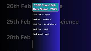 CBSE Class 10th Date Sheet 2025 10class exam 10thstandard education 10thgrademath geometry [upl. by Oidualc56]