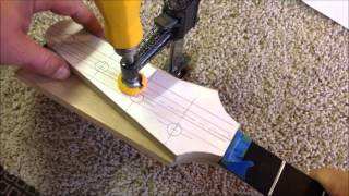 Designing a headstock with inline tuning machines 4 string Bass [upl. by Annaek802]