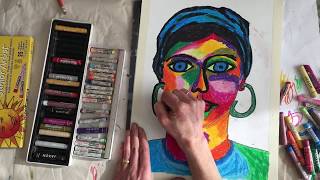 Jawlensky Portrait Drawing Tutorial in Oil Pastel [upl. by Mcdougall]