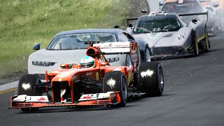 F1 Ferrari F138 Fenando Alonso vs Hypercars at Old SPA [upl. by Thorn]