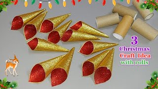 3 Affordable Christmas decoration ideas with waste empty rolls  DIY Budget Christmas craft idea🎄95 [upl. by Gerdeen]