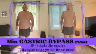 Min GASTRIC BYPASSresa Del 9 4 månader efter operation Hur mycket har jag gått ner [upl. by Dlareme978]