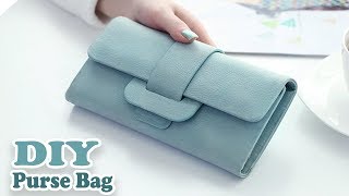 DIY CUTE PURSE BAG PU LATHER NO SEW  Woman Wallet Bag Tutorial Out Of Old Bag [upl. by Anaujat]