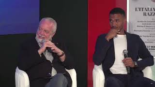 DE LAURENTIIS e JUAN JESUS al convegno quotLItalia è un Paese razzistaquot 🎙️ [upl. by Eamaj54]