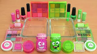 Pink vs Green  Mixing Makeup Eyeshadow Into Slime ASMR [upl. by Opportuna]