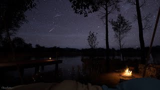 Camping Ambience On A Quiet Night With A Comet Falling  Crackling Fire Crickets Water Sounds [upl. by Kaazi]