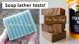 Handmade Soap Lather Tests  my Aloe Vera amp Pine Tar Soap recipes now fully cured [upl. by Gerger]