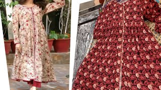 Diy front open frock cutting and stitchingfront open kurti cutting stitching designing button 2024 [upl. by Millburn]