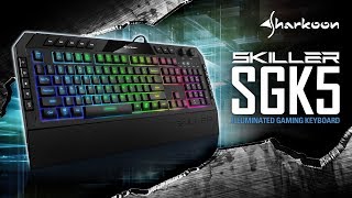 Sharkoon SKILLER SGK5 ILLUMINATED GAMING KEYBOARD BElayout [upl. by Essirehc]