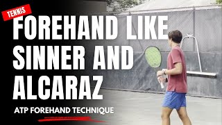 ATP Forehand Technique Inspired by Sinner and Alcaraz – Talented High School Player [upl. by Hobart845]