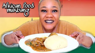 banku with okro soup mukbang Ghanaian food you must try  African Ghanaian food mukbang🇬🇭 [upl. by Ailiec]