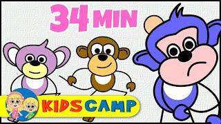 Five Little Monkeys  More Nursery Rhymes And Kids Songs by KidsCamp [upl. by Stalk373]