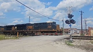 CSX 3298 leading M69316 including rail equipment out of Kingsport TN 071724 [upl. by Aihsetal]