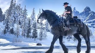 Relaxing Horse Ride Raven Black Shire  RDR2  Max Graphics 4K [upl. by Surdna]