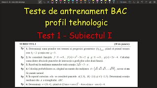 Test 1 Subiect I antrenament bacalaureat profil tehnologicInvata Matematica UsorMeditatii Online [upl. by Dyl]