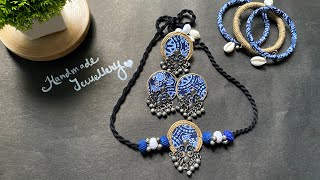 DIY fabric choker making 💙 Handmade Jewellery  handmadejewelry jewellerymaking choker [upl. by Aylward]