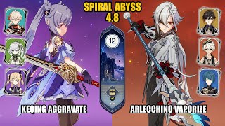 F2P Keqing Aggravate amp Arlecchino Vaporize  New Spiral Abyss 48  Floor 12  Genshin Impact [upl. by Rodrich]