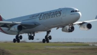 Emirates A340313XClose Landing LCLKRwy 22Inside Larnaca Intl [upl. by Straub]