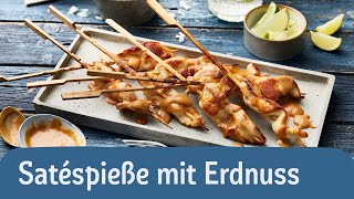 SatéSpieße mit Erdnusssoße  REWE Deine Küche [upl. by Accebor]