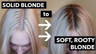 DIY root smudgeshadow root  soften roots on solid blonde [upl. by Keane798]