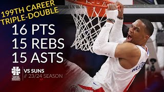 Russell Westbrook 16 pts 15 rebs 15 asts vs Suns 2324 season [upl. by Llewon]