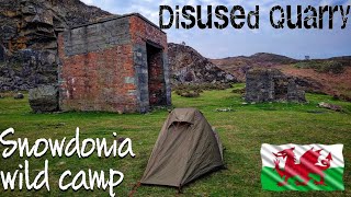 Wild Camping in a disused quarry  Conwy Mountain Snowdonia Wales UK [upl. by Hollington]