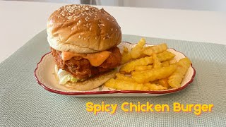 Spicy Chicken Burger  McDonald Spicy Chicken Mc Deluxe  Spicy crispy and easy to make at home [upl. by Arihppas]