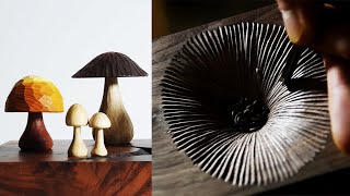 ON WOOD  Woodcarving  Making a Wooden Mushroom with Hand tools [upl. by Leavy]