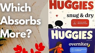 How To Stop Overnight Diaper Leak  Huggies Overnight vs Huggies Snug amp Dry Absorption Experiment [upl. by Notlim]