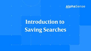 Introduction to Saving Searches [upl. by Oivatco]