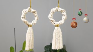 ADORNO de NAVIDAD en MACRAME 🎅  DIY Christmas Ornament  Mini CORONA de NAVIDAD  MACRAME CHRISTMAS [upl. by Domeniga]